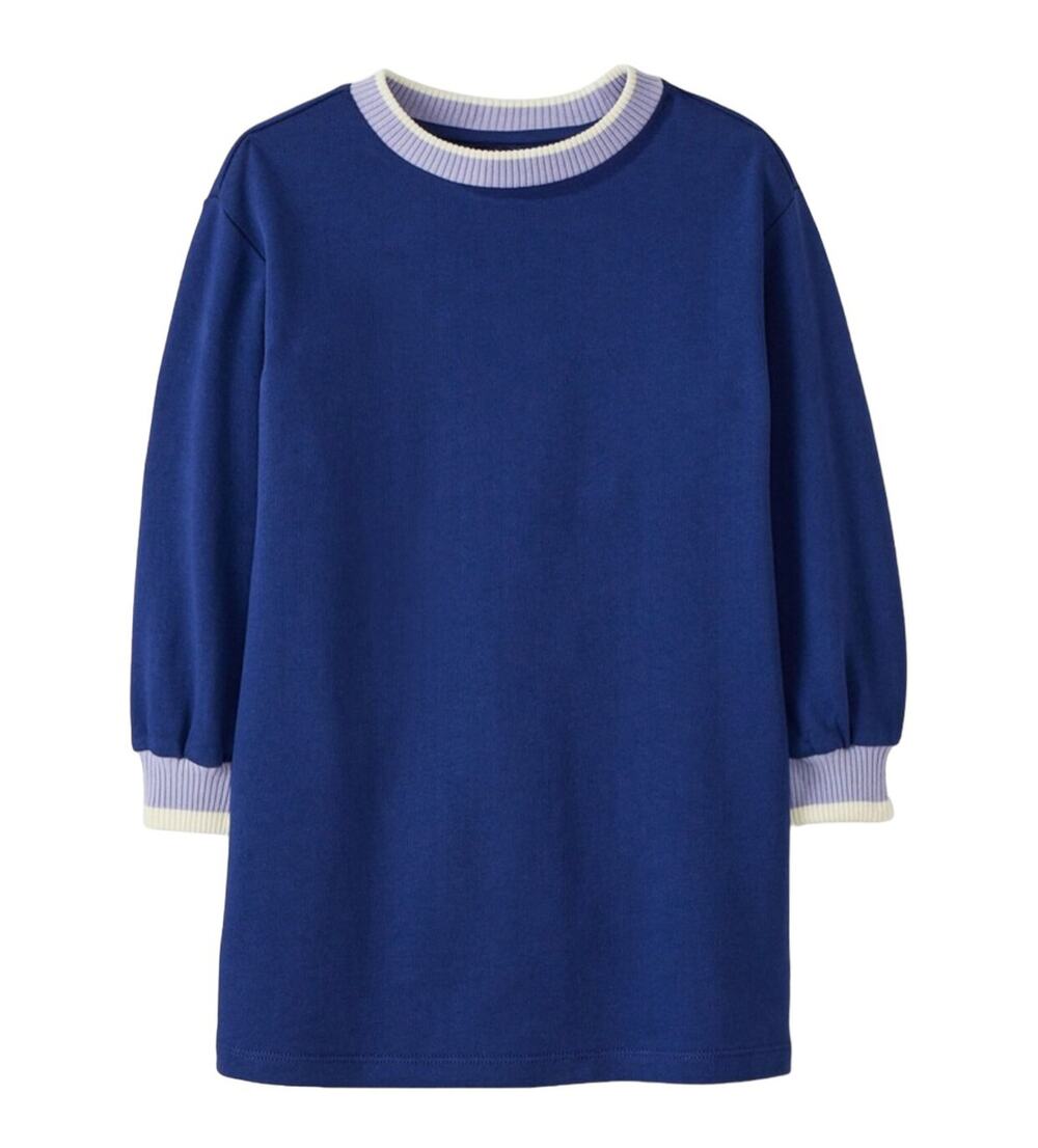 Hanna Andersson NWT 6/7 Yrs French Terry Navy Lavender Dress. Size 6-7. $52